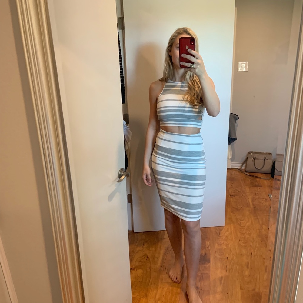 Grey and white two piece set
